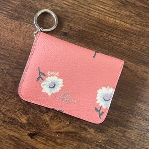 Floral Pink Leather Keychain Wallet by Coach
